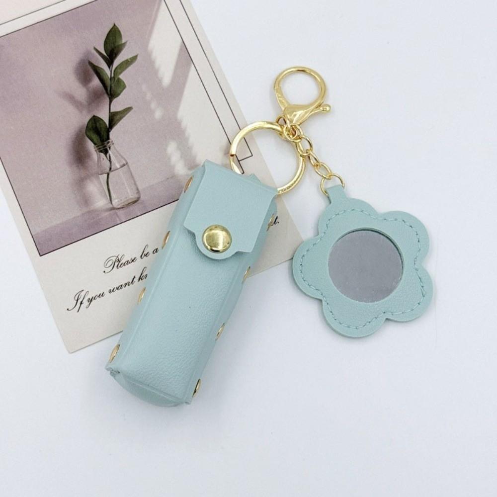 New PVC Lipstick Bags Heart-Shaped Mirror Various Colors Lipstick Pouch Mini Size Keychain Lip Makeups Bag Daily Carry