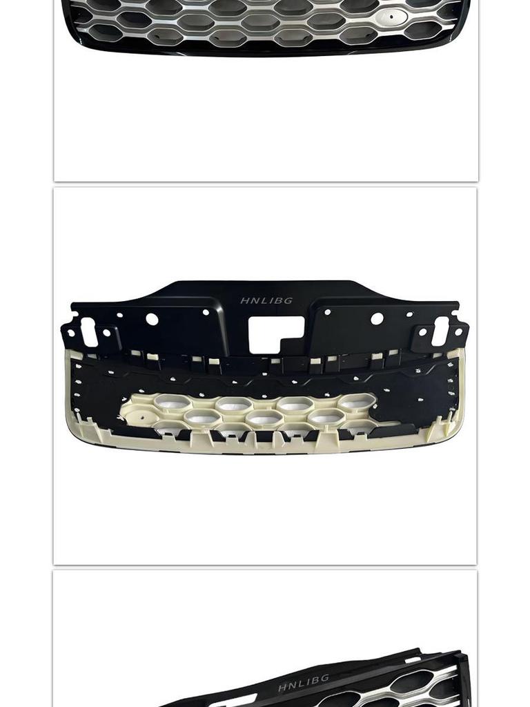 Kompatibel mit 2020 Land Rover Discovery 5: Schwarzer Rand Silbernes Netz Frontstoßstangen-Kühlergrill LR142423