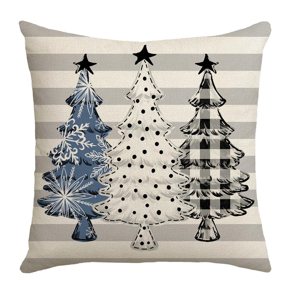 Blue Little Snowman Snowflake Element Festive Warm Atmosphere Pillowcase Linen Print Pillow Bedroom Bedside Mat