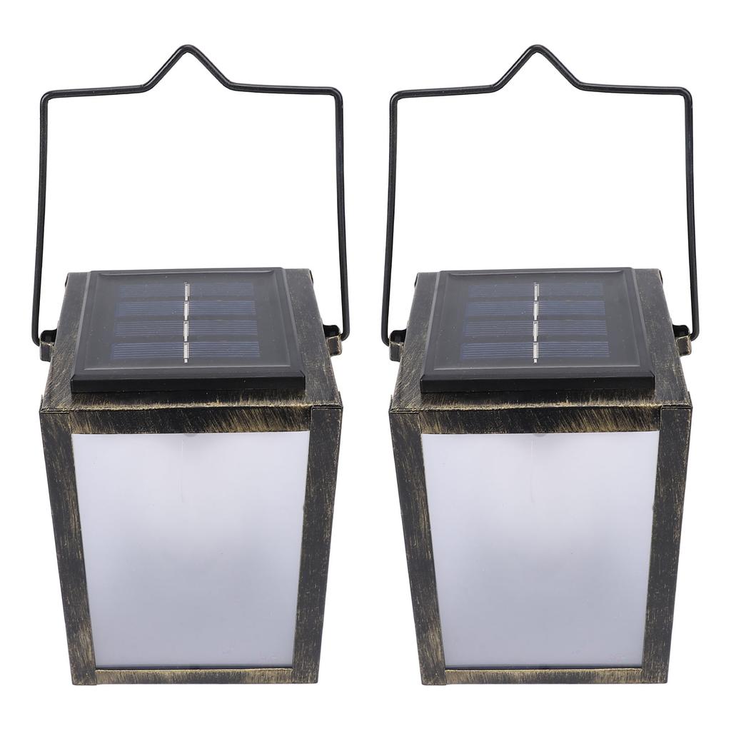 2PCS 3D Solar Lantern Rain Proof Weather Proof Flickering Outdoor Lantern for Garden Patio