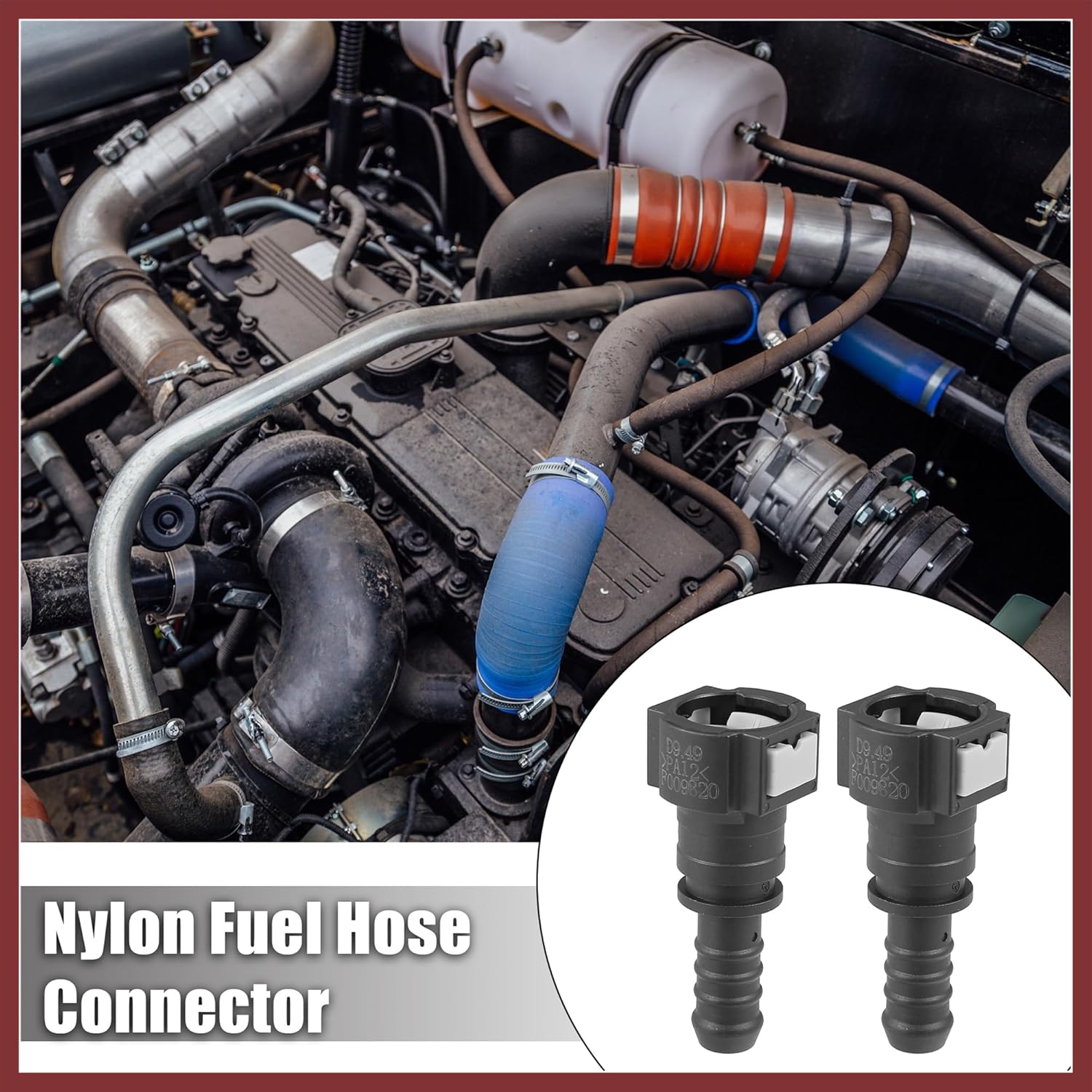 

2pcs Fuel Line Quick Connect Straight Push-On Single Barb Adapter Connector for 3/8 to 3/8 Rubber Tubing Replace Parts
