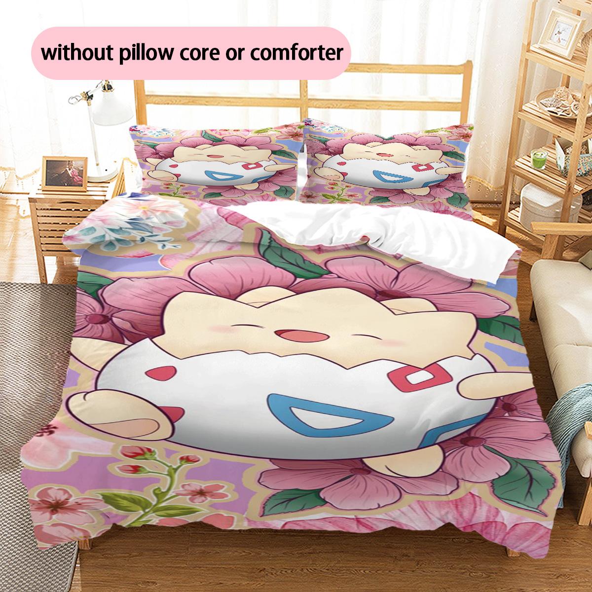 

Pokémon Pikachu Eevee Pattern Bedding Home Decoration Birthday Gift (1 * duvet cover + 2 * pillowcase, without core) 135x200cm