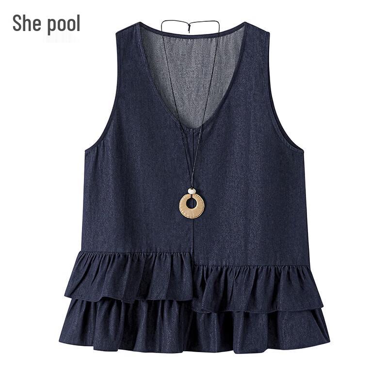 Women s Layered Ruffle Hem V-Neck Tank Top One Size