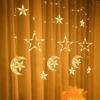 LED Moon & Star Curtain Lights, Waterproof Outdoor String Lights for Holiday and Room Décor