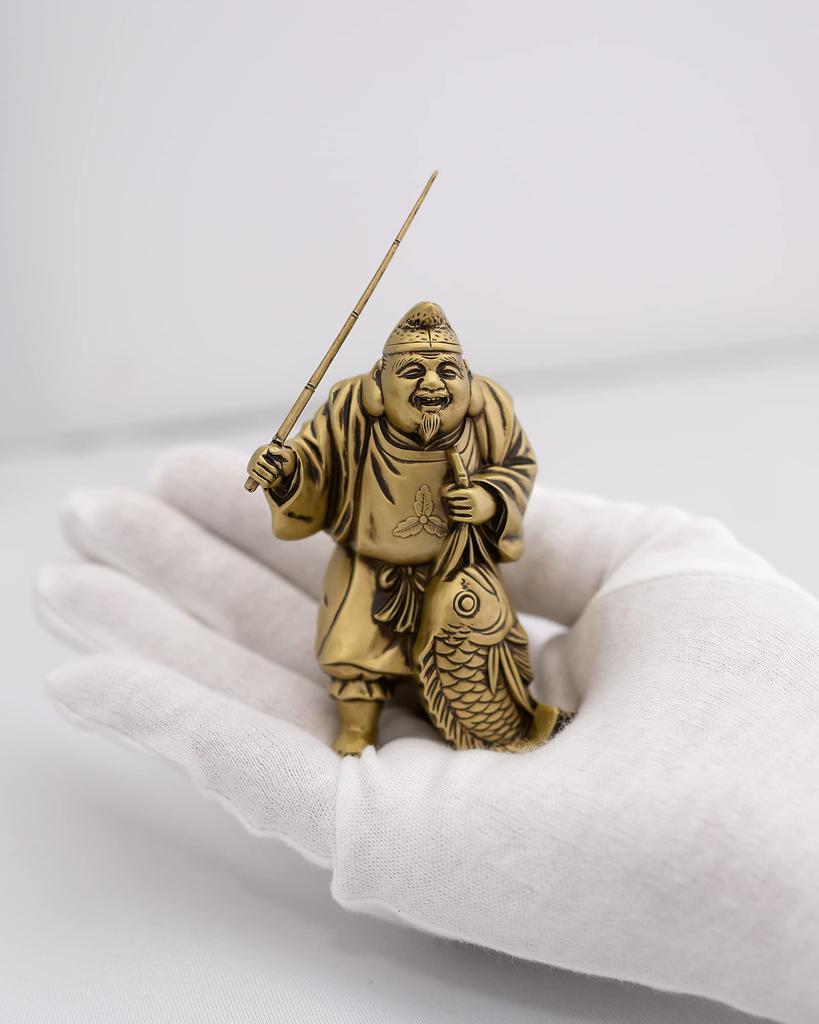 Seven Lucky Gods of Good Luck Ebisu Silky Gold Buddhist Hideun Makita Buddha Statue Ornament Takaoka Copperware sculptor Prototype_Kobiki (Ebisu 7F)