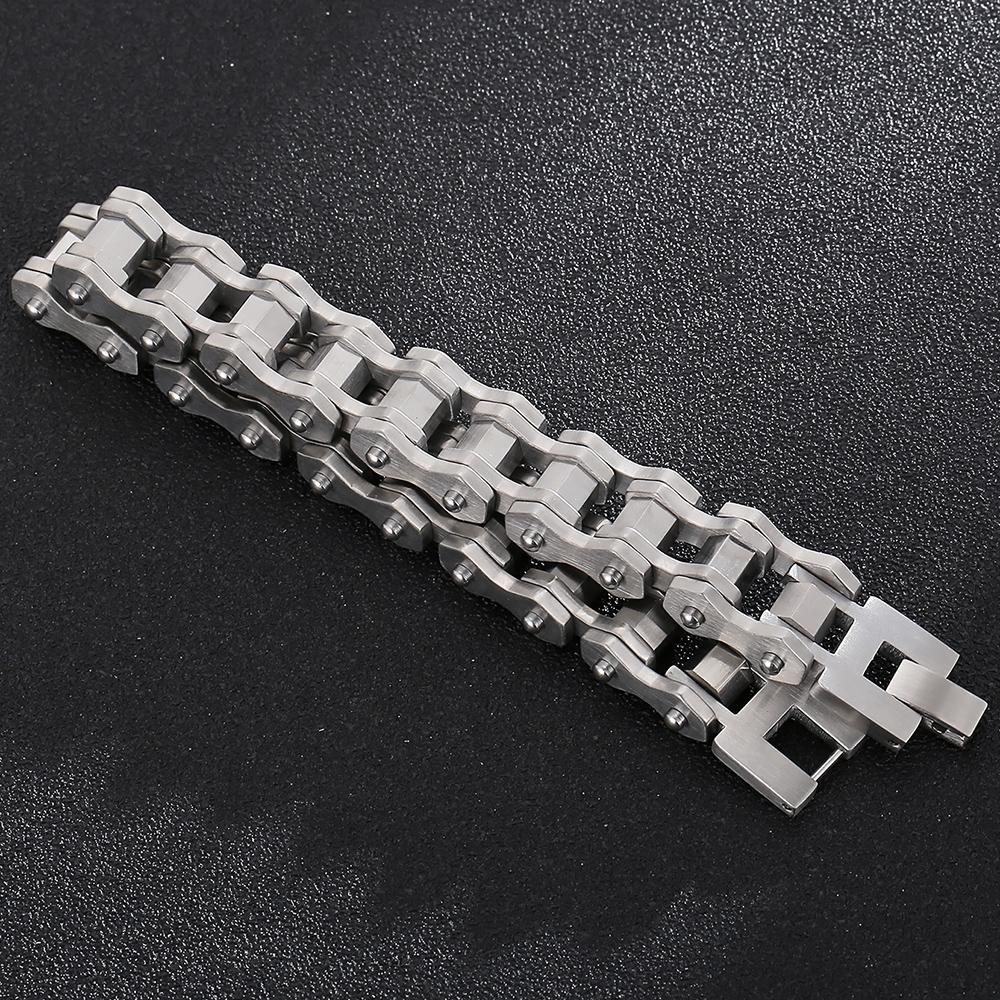 Matowa Bransoletka Męska ze Stali Nierdzewnej 316L Łańcuch Motocyklowy dla Mężczyzn Gotycka Biżuteria Rowerowa Prezenty Bransoletki Męskie 13MM Szerokość