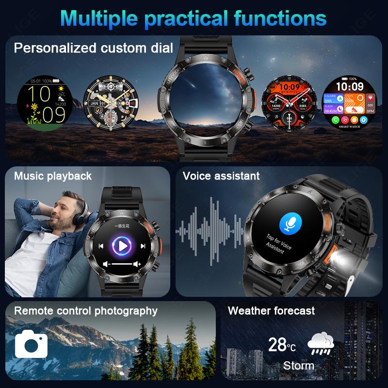 Outdoor Bluetooth Call Smart Watch Men 360 * 360 High Definition Full Touch Screen Sports Health Monitoring Smartwatch Men