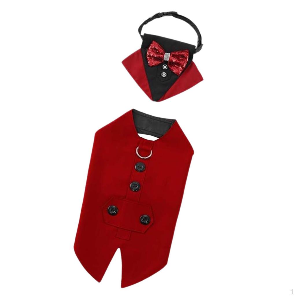 Dog Tuxedo Costume with Collar Accessory Lightweight Bow Tie S