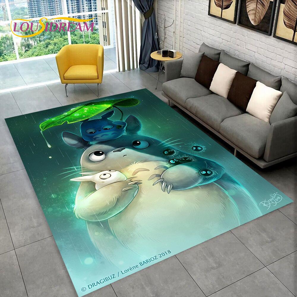 Cartoon My Neighbor T-Totoro Anime Area Rug,Carpet Rug for Living Room Bedroom Sofa Doormat Decoration,Kid Non-slip Floor Mat 3D