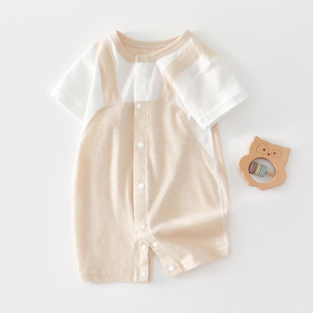 Unisex Newborn Pure Cotton Short-Sleeve Romper - Boneless One-Piece Crawling Outfit for Babies