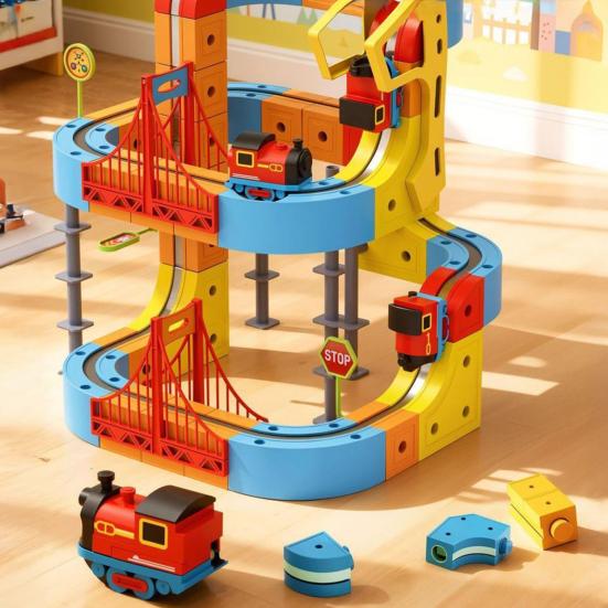 66/92Pcs/Set Magnetic Train Track Set DIY Race Car Cube Rail Boys Girls Gravity-Defying Building Kit Toddlers