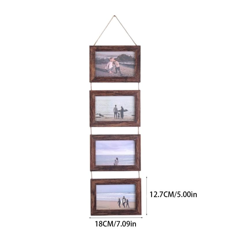 Wall Hanging Picture Frames Collage with 4Opening Casual Styles Engineered Wood Frames 4×6inch Photo Wall Mount Only