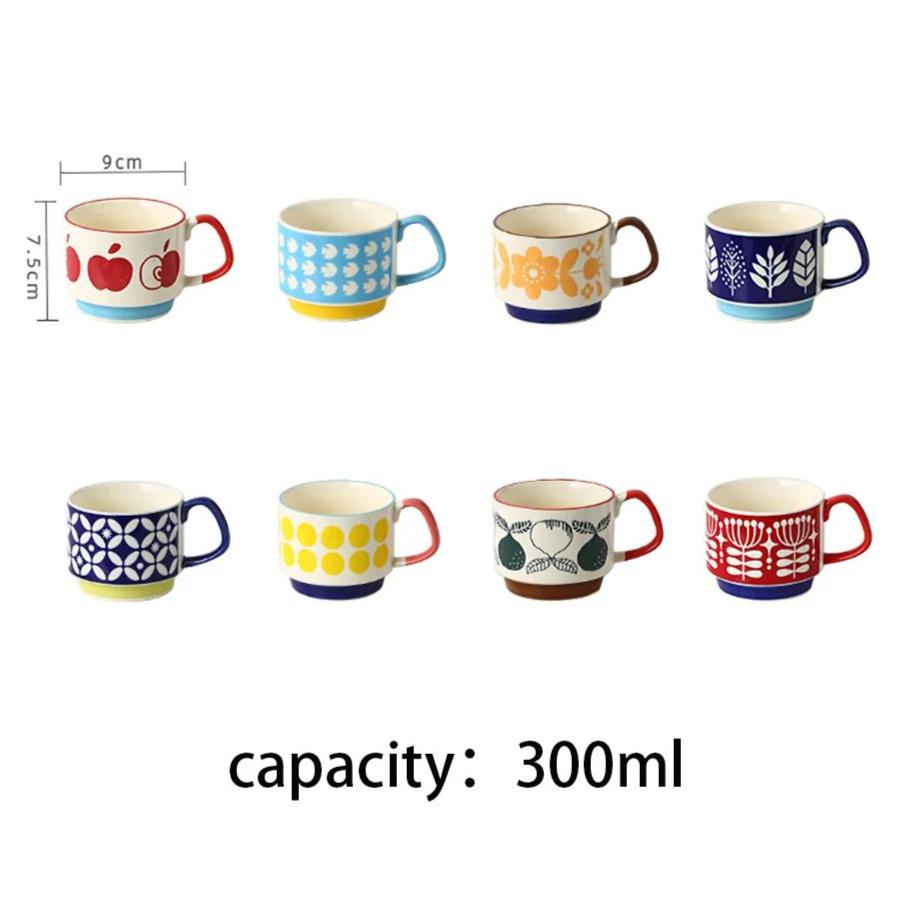 300ml Hrnky na květinový čaj a kávu Sada Retro Keramický Hrnky na mléko a ovesnou kaši Kancelářský Hrnky na vodu s rukojetí Kuchyňské Párty Nápojové nádobí, 1ks