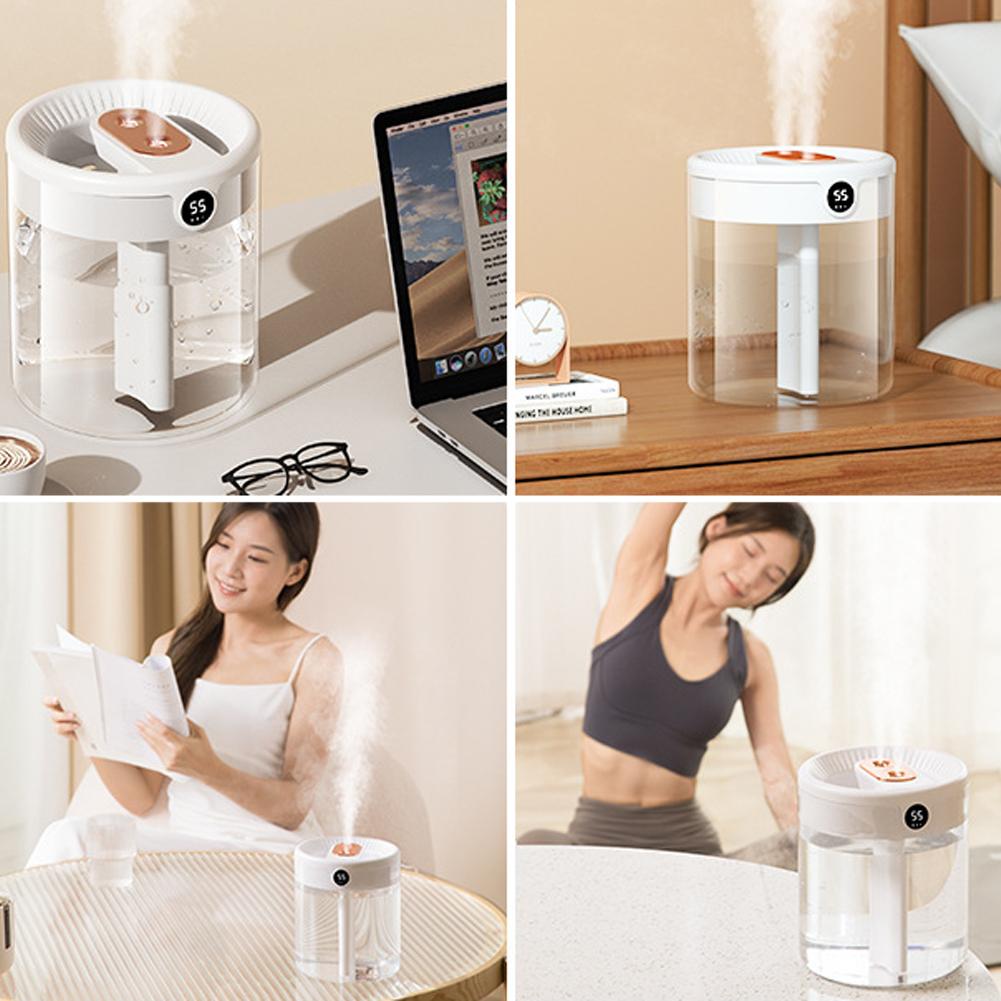 2L Dual Spray Luftbefeuchter USB Ladung Große Kapazität Intelligente Nachtlicht Digital Display Haushalt Stumm Zerstäuber