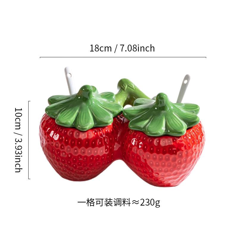 European Ceramic Strawberry Cruet Oil Pot Creative Fruit Kitchen Seasoning Jar Salt Sugar Chili Jar Soy Sauce Vinegar Bottle New