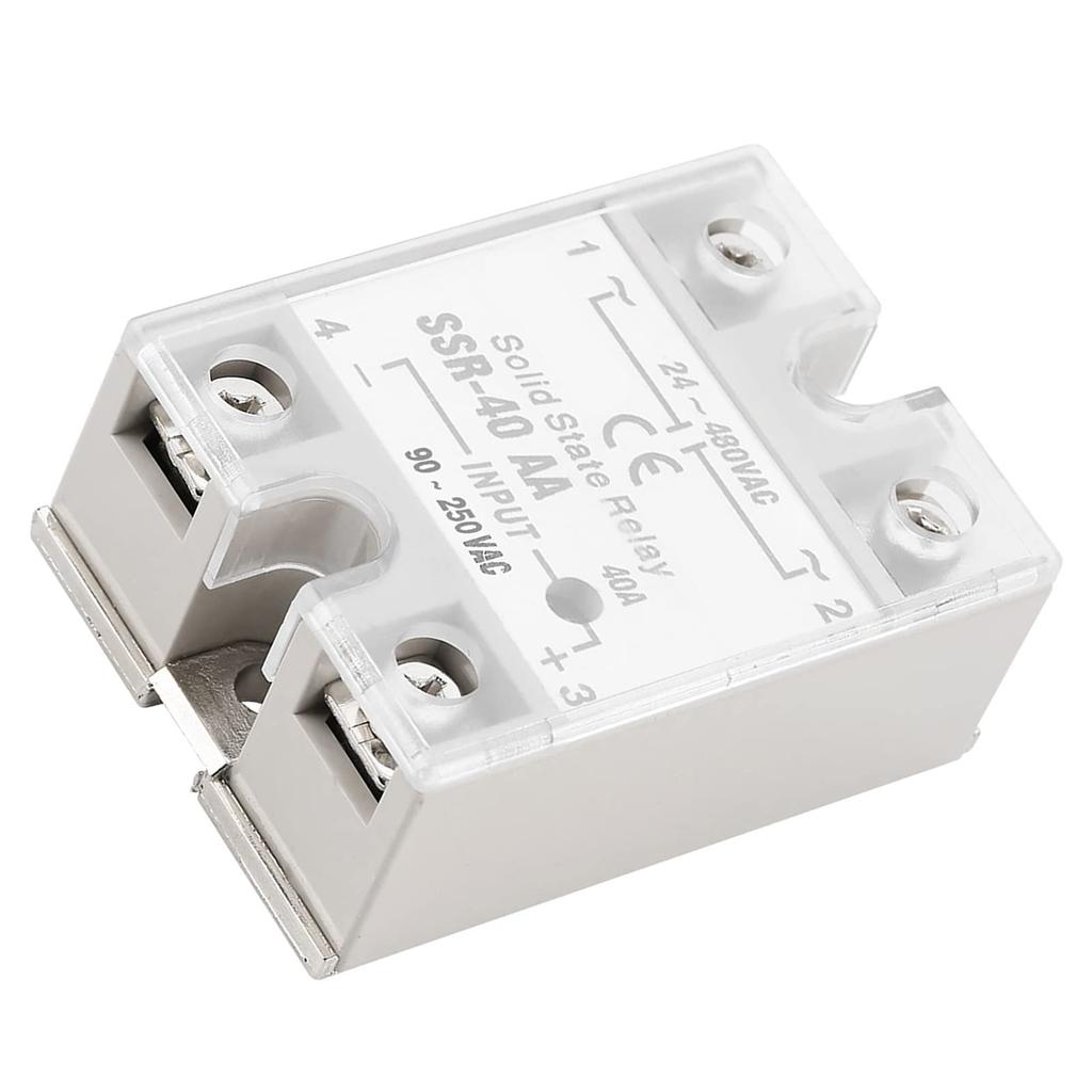 SSR-40AA 40A Solid State Relais Module AC-AC Ingang 90-250V AC Uitgang 24-480V Enkelfasig