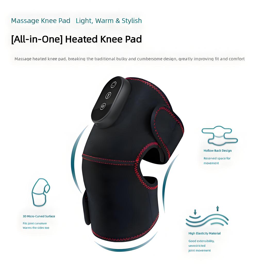 Heated Knee Massager with Deep Penetration Therapy, Rechargeable Electric Knee Warmer Brace for Joint Pain Relief