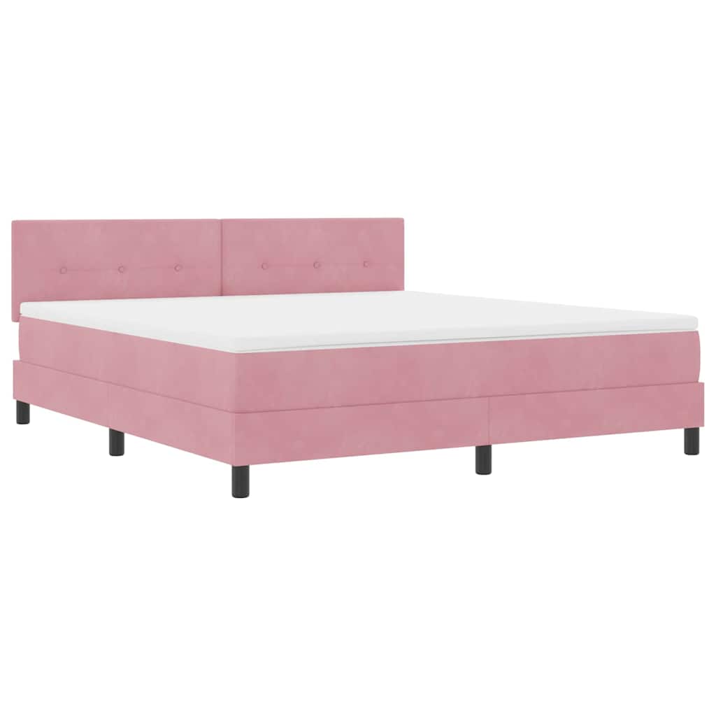 Box Spring Bed with Mattress and Headboard Pink 180 x 200 cm Velvet