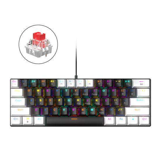 61-клавишная механическая клавиатура с эффектами RGB-подсветки, эргономичный дизайн, регулируемая универсальная проводная игровая клавиатура Plug-Play