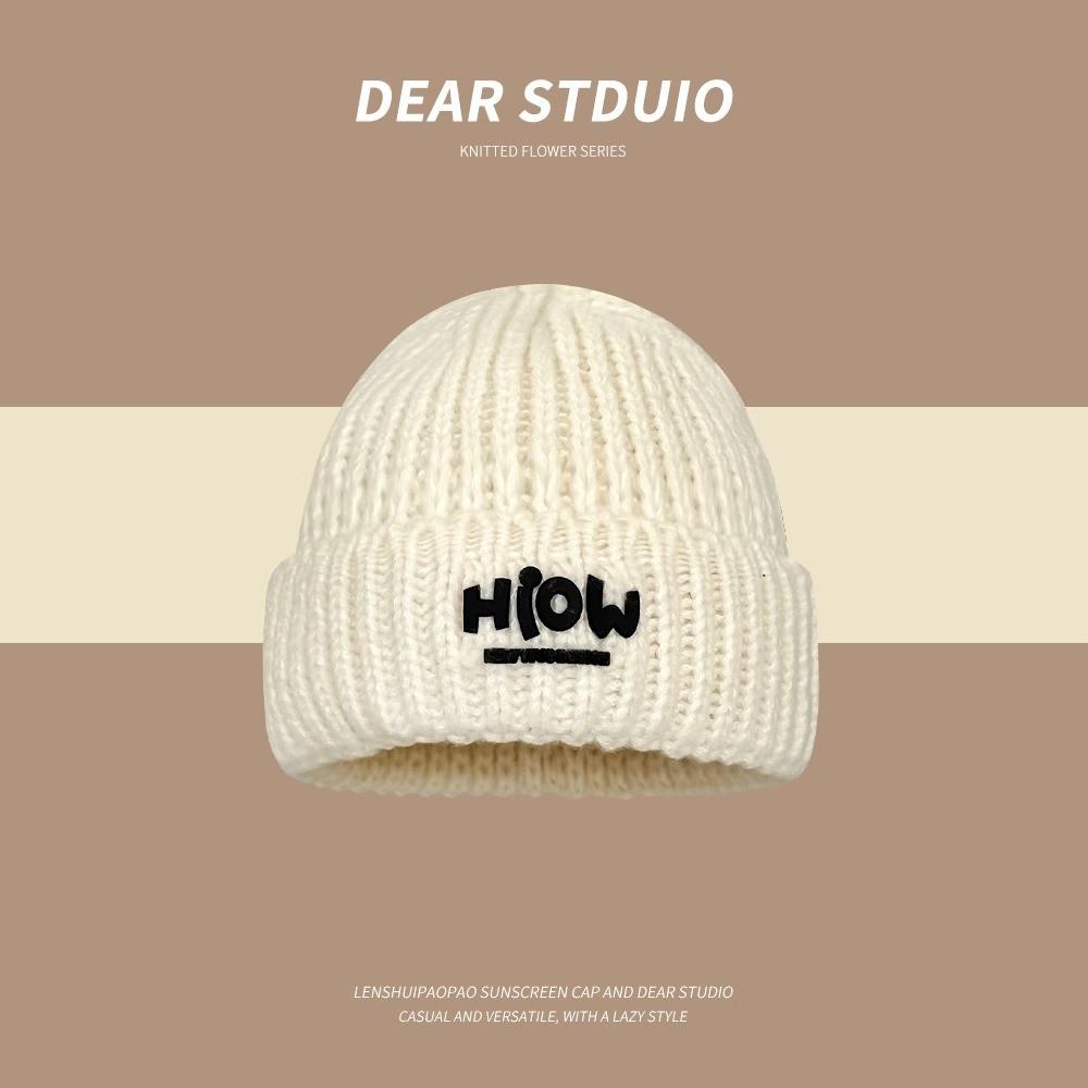 Hiow Letter Knitted Beanie For Winter Warmth Stylish Casual For Students