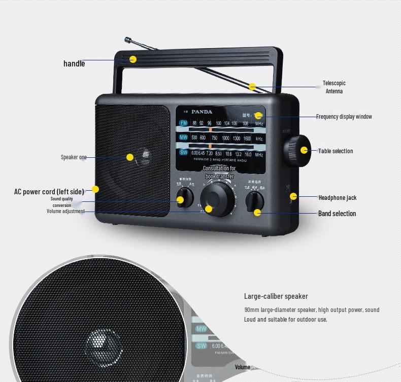 Panda T-16 Full Band Portable Radio for Elders - Ideal Father's Day Gift