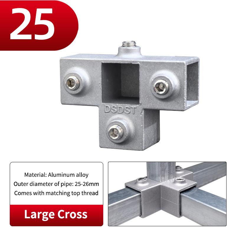 20x20mm Čtvercová trubka Třícestný 25x25mm 30x30mm Hliníková slitina Koleno Spojka Příslušenství Pevný spoj trubky