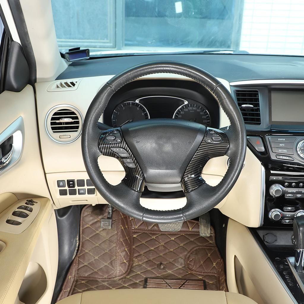 Carbon Fiber ABS Steering Wheel Button Cover Trim For Nissan Pathfinder 2013-18