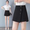 Versatile High Waist Black Shorts Skirt Suit Leisure Loose Clothes