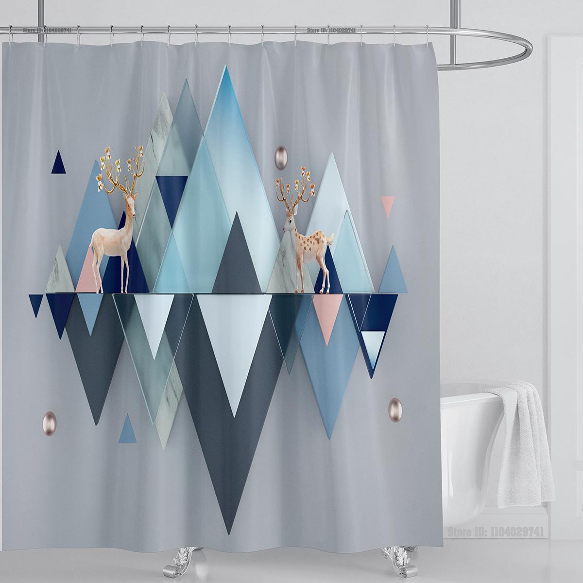 

Растения Графическая Шторка для душа Водонепроницаемая Шторка для душа Полиэстеровая ткань 3D-печать Занавески для ванной Комнатный декор с крючками W90xH180cm