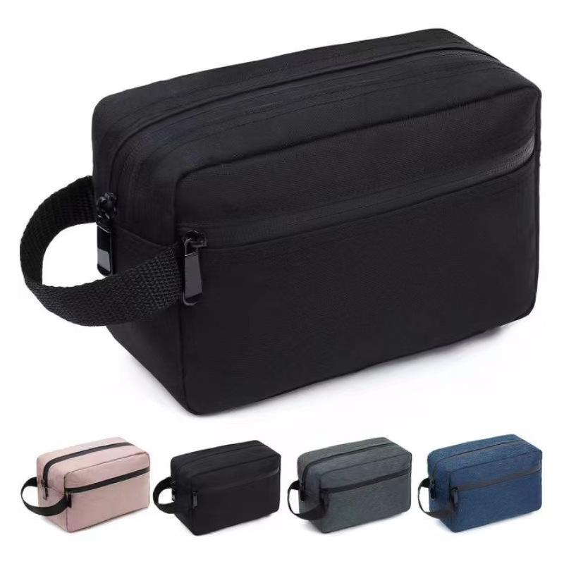 Men's Durable Large-Capacity Travel Canvas Wash Bag with Zipper