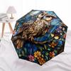 1 PC Automatic Folding Umbrella - Owls and Flowers Pattern, Portable & Foldable Design with 8 Ribs, Christmas Birthday Gifts