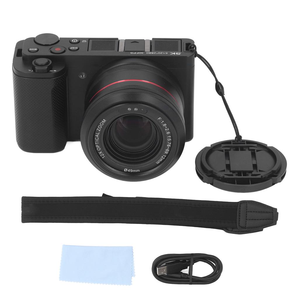 5K Digital Camera 64MP Wireless 12X Optical Zoom Autofocus WDR Stabilization Vlogging Camera with 3.2 Inch Flip