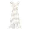 French Gentle Polka Dot Puff Sleeve Dress Women's Summer Tight Waist Elegant Slimming A- Line Skirt Vacation Style Long Dress