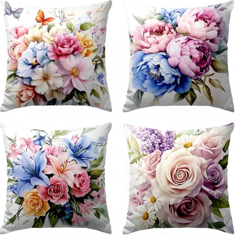 New Flower And Bird Pillow Cover Fresh Home Living Room Sofa Bed And Breakfast Bay Window Cushion Cover Premium