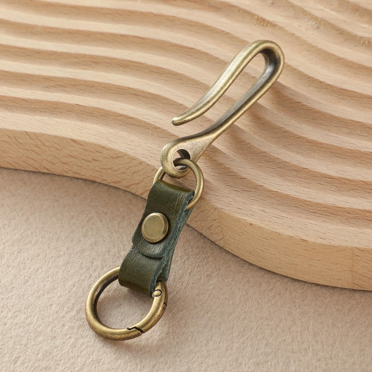 Cowhide Leather U-Shaped Keychain Belt Hook - High-End Men s Car Key Holder