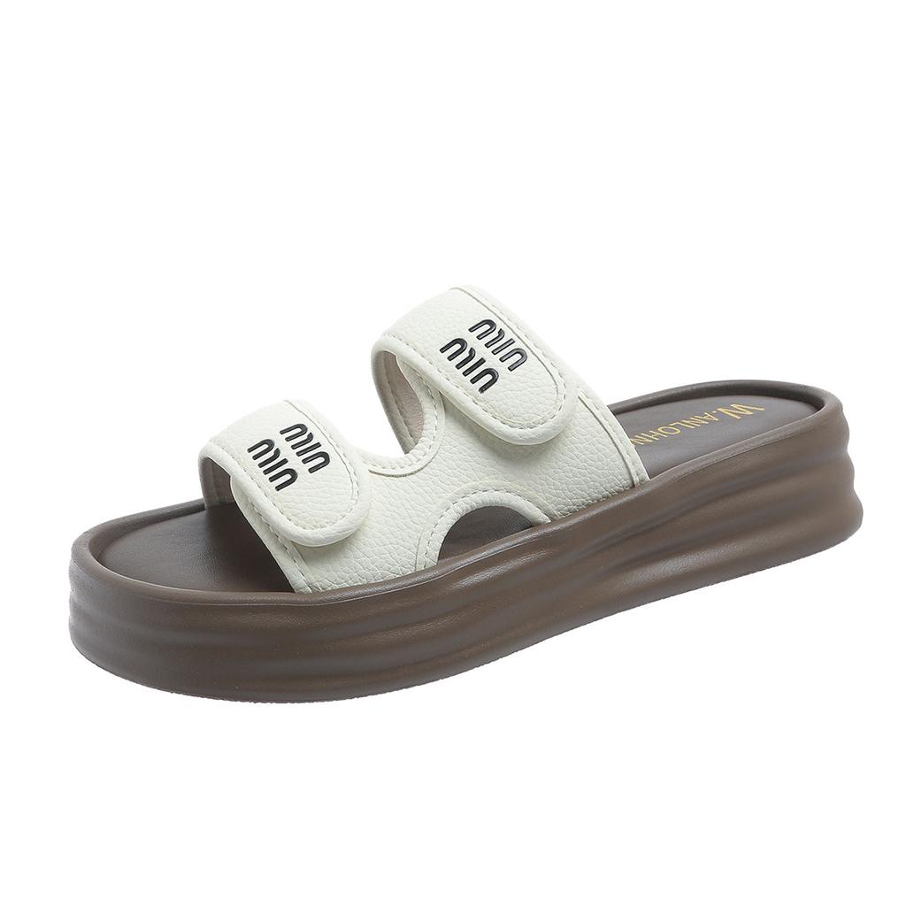 Woman Flat Slippers 2025 Summer Comfortable Anti Slip Fashion Slippers Platform Outdoor Peep Toe Beach Shoes Sandálias Planas