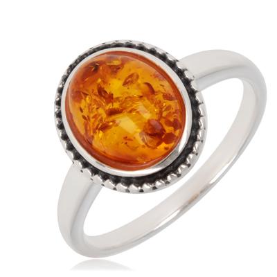 Amber (rhodium) Silver 'Inspiration' Ring - 12x10 Mm