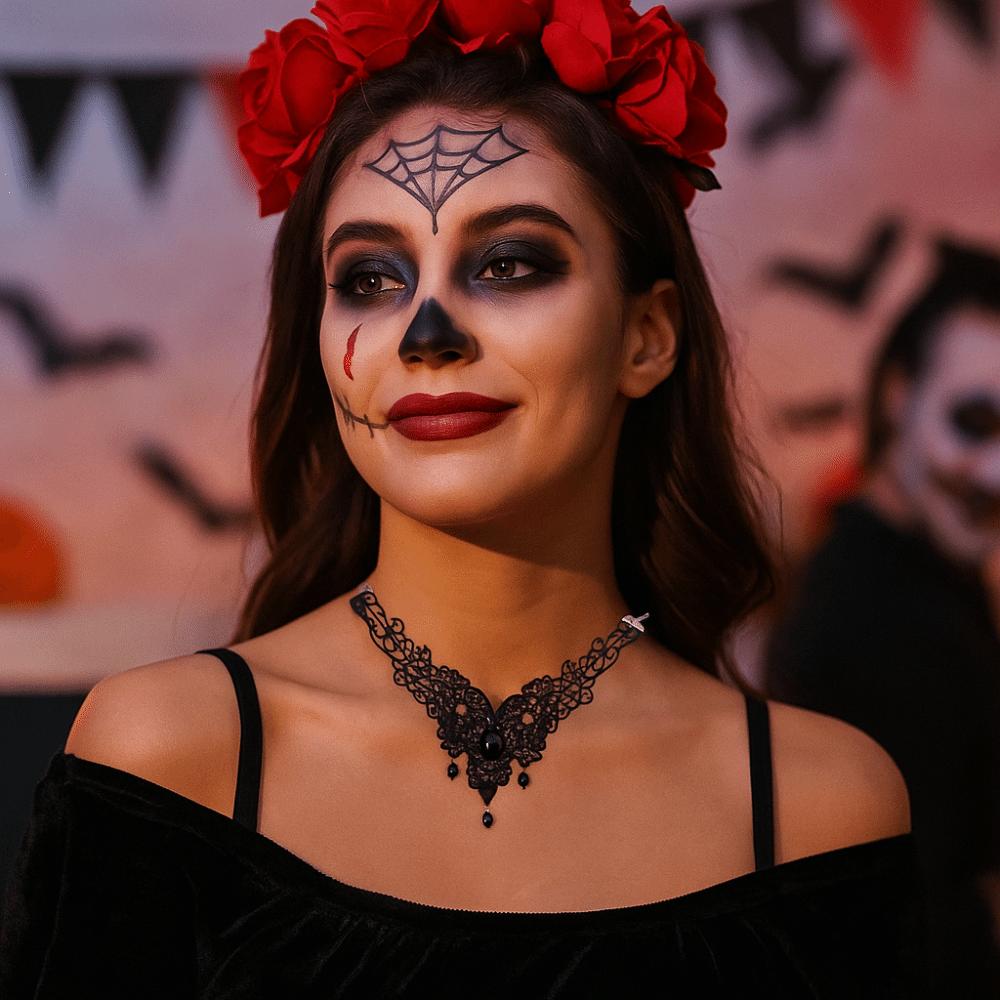 Pendant Lace Flower Necklace Tassel Halloween Clavicle Choker Cool Halloween Necklace  Party