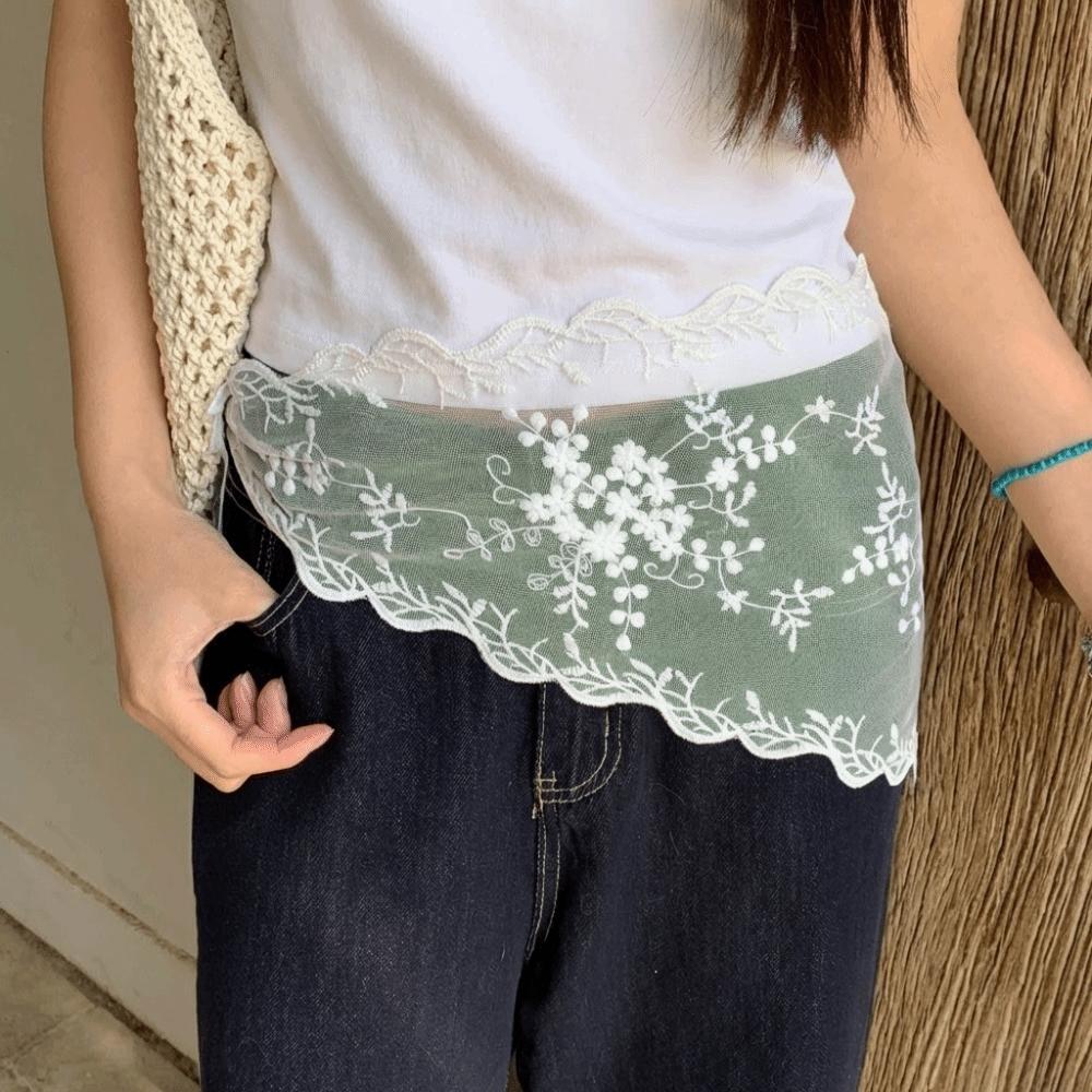 Elegant Lace Triangle Belt White Belted Overlap Scarf New Korean Lace Apron Photography Style F