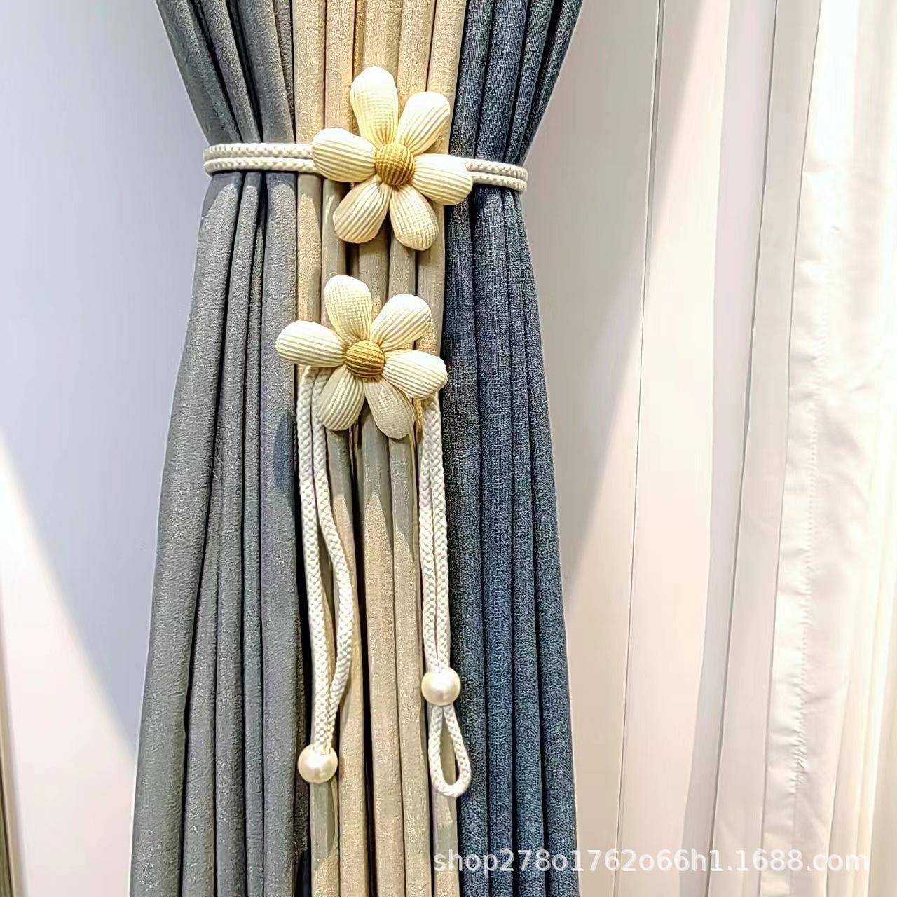 

Элегантные цветочные подхваты для штор с жемчугом, декоративные держатели для оформления окон, не требующие сверления современные зажимы для штор для домашнего декора 48CM бежевый