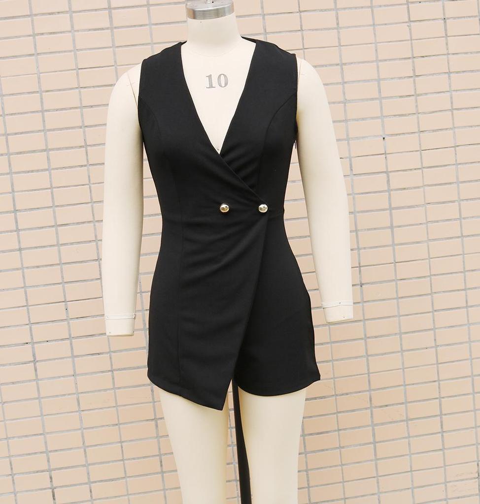 European & American Women's Sleeveless Slim Office Jumpsuit - Spring/Summer Fashion