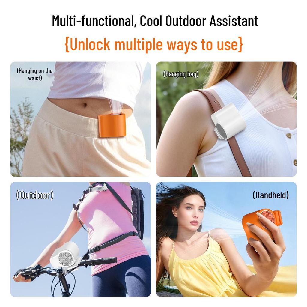 T511 Portable USB Neck Clip Fan – Large Capacity, Rechargeable, Outdoor Carry-on