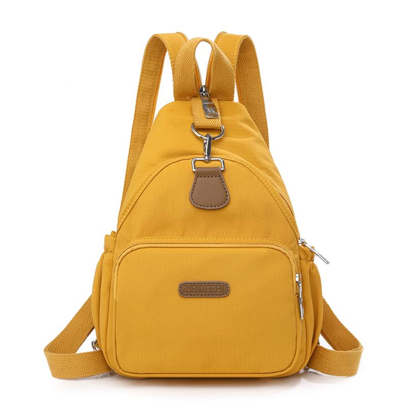 Многофункциональный рюкзак, женская легкая нейлоновая нагрудная сумка, однотонная сумка через плечо жёлтый