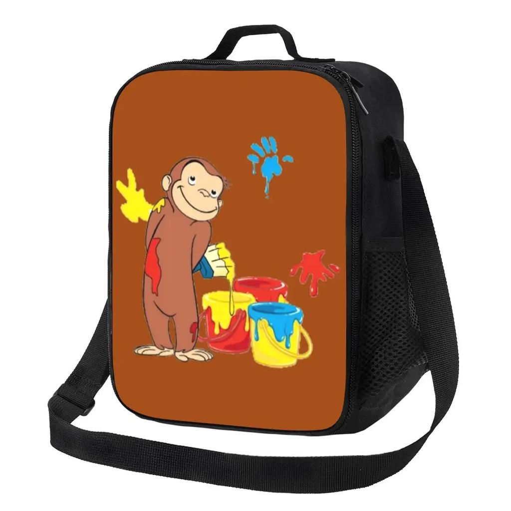 Neugieriger George Manga Isolierte Lunchtaschen für Frauen Wiederverwendbare Kühltasche Thermische Lebensmittel Bento Box Outdoor Camping Reisen