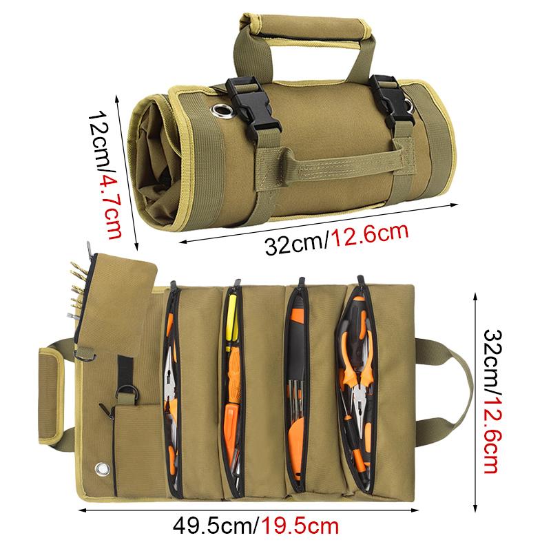 Roll Up Tool Bag With Detachable Pouches, Heavy Duty Organizer With 6 Pockets for Mechanic, Electrician, Plumber and Carpenter