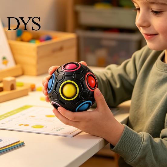 Football Sensory Toys Fidget Toy with 12-Holes, Stress Relief Press Ball Tactile Feedback Toy, Mini Push Rainbow for Adults and Kids