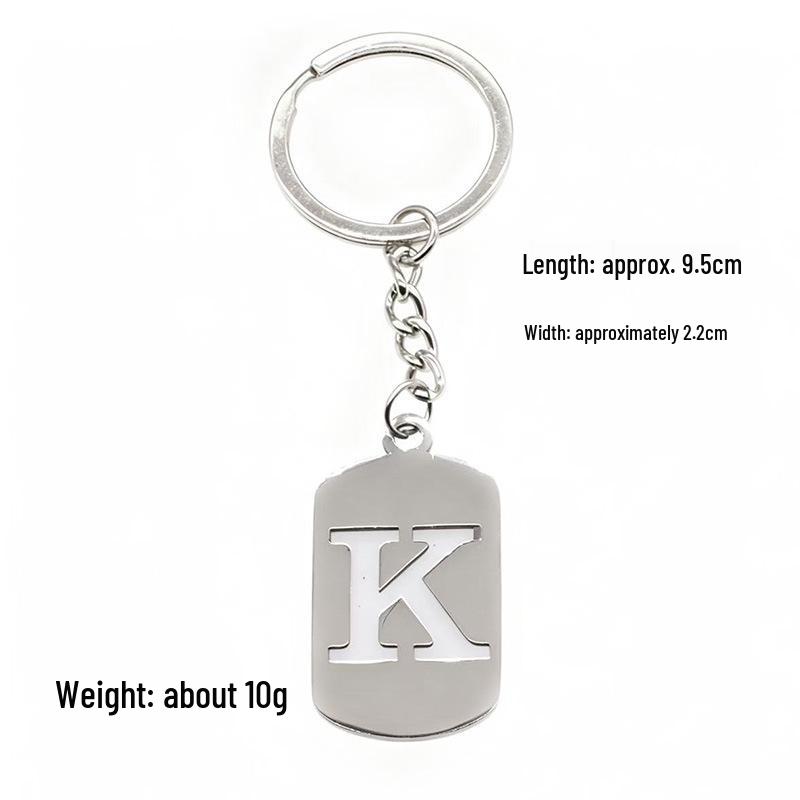 Pendentif Porte-clés 26 Lettres en Acier Inoxydable Creux - Polyvalent pour Sac à Dos, Voiture, Plaque Militaire