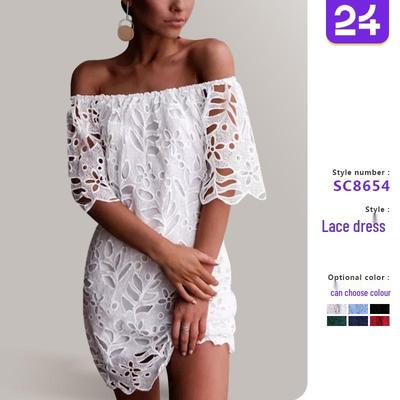 European & American Style 2025 Mid-Sleeve Lace Tube Top Dress - Spring/Summer Fashion Short Skirt