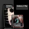 Hard PC Phone Case For Samsung Galaxy Z Flip 7 6 5 4 Black Cover For Galaxy Z Flip 3 Foldable Shockproof Cute Black Big Eyes Bag