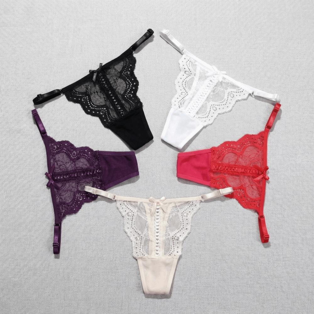 Thin Strap Underwear for Women Transparent Mesh Lace Briefs Fashion Lace Thong  Lady